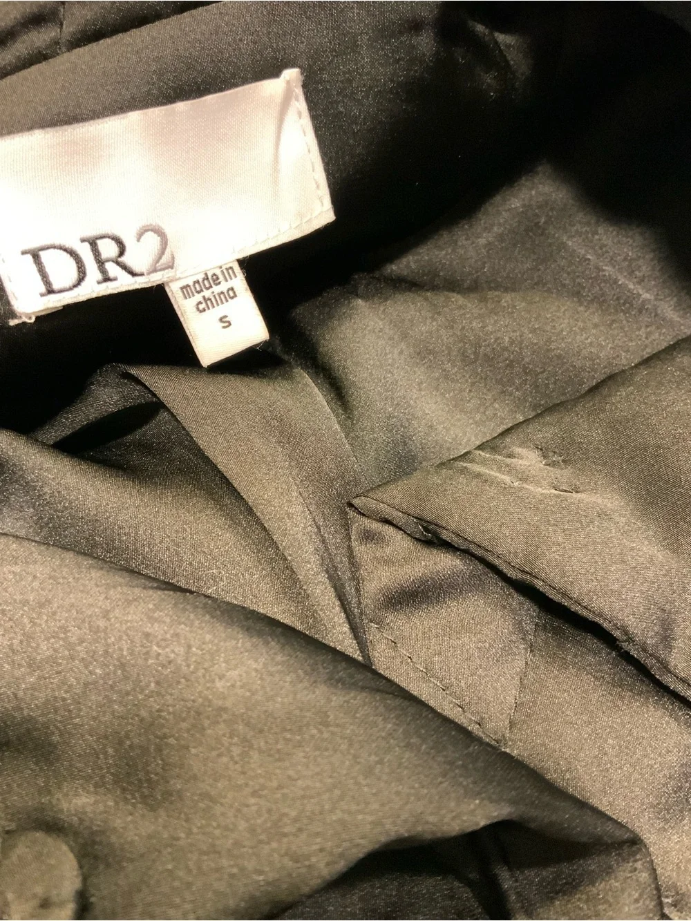 DR2 Black Quilted Pocket Puffer Coat